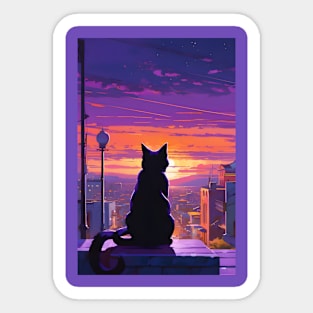 Cat in the sunset Sticker